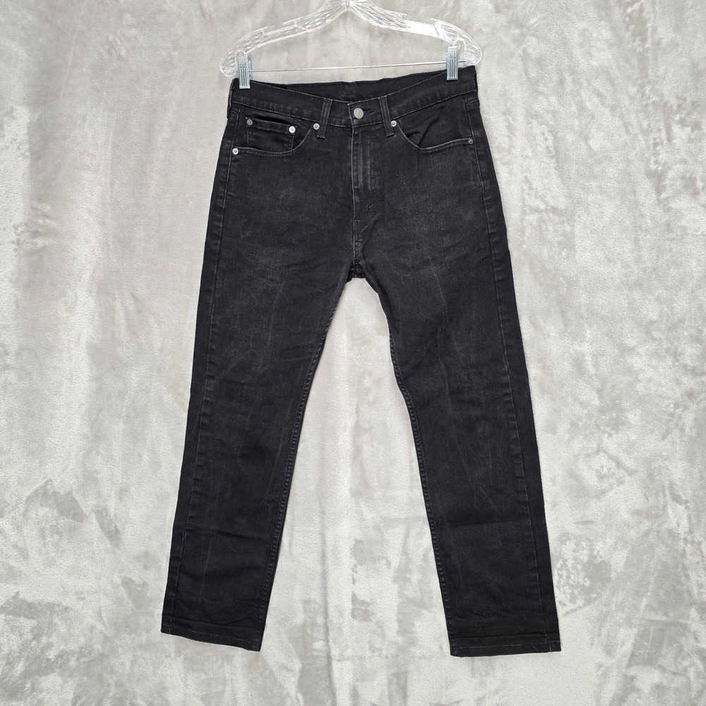Levis 505 Jeans Mens 31x30 Black Regular Fit Straight Leg Stretch Grunge Punk